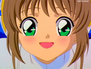 cardcaptor sakura,blush,sakura kinomoto,anime,kawaii,eyes,green,sakura,blushing,cardcaptors