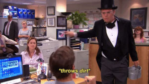 dwight throws dirt at pam,funny,the office,pam,dwight,dirt