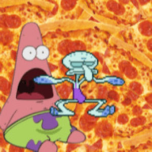 squid ward,pizza,patrick