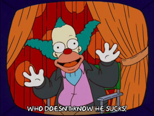episode 18,excited,show,season 16,krusty the clown,curtain,16x18
