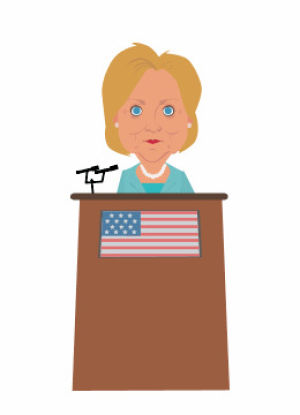 democrat,cartoon,speech,animatron,politics,clinton,hillary clinton,hillary,election 2016,tribune