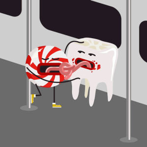 tooth,pda,love,animation,loop,design,train,character,candy,tongue,gross,subway,make out,candy cane