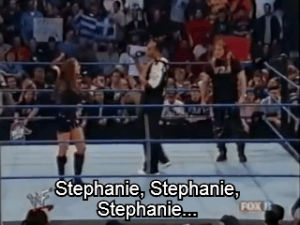 stephanie mcmahon,dwayne the rock johnson,dwayne johnson,the rock,wwf,chris jericho,my set,classic wwf moments,just watched this on youtube and im crying laughing