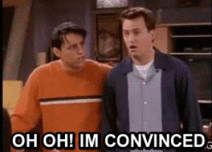 chandler bing,convinced,friends,sarcastic