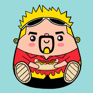 guy fieri,animation,illustration,kawaii,hotdog,pun,lolwut,chris piascik,chrispiascik,lovekitten