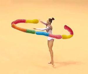 gymnastics,olympics,trolli,sour brite crawlers,ribbon dancer,weirdly awesome