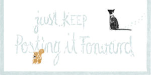 squirrell,cat,tumblr,snow,thoka maer,post it forward,illustration