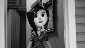 coraline,movie,black and white,smile,mum,realclear,bottom
