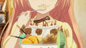 itadakimasu,anime food,eating food,ice cream,anime,food,eating,huge,i love food,lets eat,i like food,i eat,i eating food