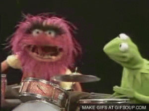 muppets,drums,head bang,animal,upset