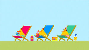 summer,duggee,holiday,sunbathing,hey duggee,chicken,sun,yes,hi,chill,park,relaxing,chill out,deckchairs