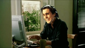 typing,american psycho,computer,work,internet,mashup,bruce almighty