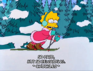 lisa simpson,season 11,snow,episode 10,skiing,struggle,11x10,life lessons,it builds character
