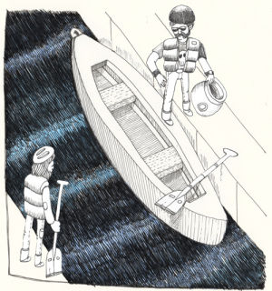 illustration,artists on tumblr,drawing,river,canoe