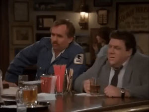 norm peterson,cliff clavin,cheers tv,cheers,bet,george wendt,john ratzenberger,pay up