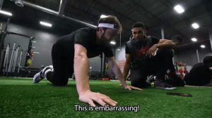 training,train,tired,workout,exercise,fit,embarrassed,embarrassing,trainer,danocracy,dan james,dan rodo,dan for a week,push up,pushup