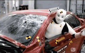 car,crash,crash test dummy,robot,wreck,dummy,slam