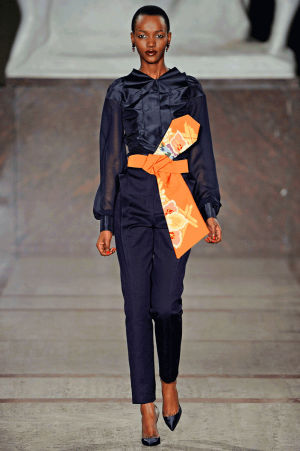 fashion,orange,fashgif,belt,folding,zac posen,folds,oddio
