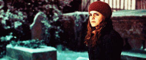 hermione granger,deathly hallows,harry potter,winter,emma watson,snowing,graveyard