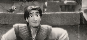 flynn rider,tangled,black and white,disney,adorable,max,eyebrows,movie quote,disney movie,movie scene,b and w,max horse