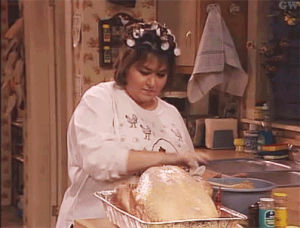 roseanne,90s,food,comedy,1990s,thanksgiving,cooking,slap,turkey,tg,roseanne barr,roseanne conner