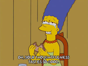 happy,food,marge simpson,episode 7,excited,season 15,dinner,snack,15x07