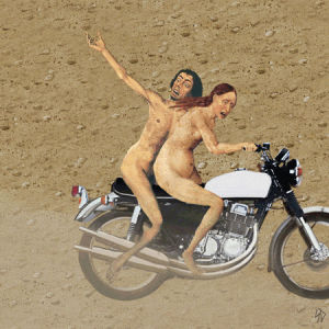 godzilla,love,scorpion dagger,nudes on motorbikes running from godzilla love