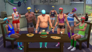 the sims,luchador,party,pizza,birthday,celebration,cake,celebrate,sims,sim,ts3,ts2,simmer,simming,ts1,the sims 4