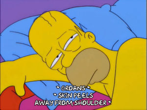 homer simpson,episode 22,season 13,tired,bed,13x22,groan,hung over