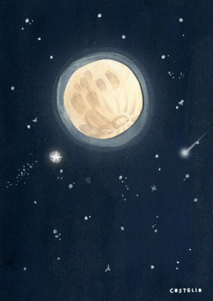 illustration,blood moon,stars,moon,shooting star,super moon,illustrative art,molly costello