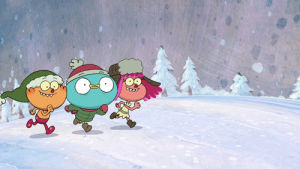 harvey beaks,holiday,snowball,santa,spinning,stop motion,funny,animation,dancing,lol,christmas,snow,heart,nickelodeon,winter,run,wave,ice,tree,spin,eat,episode,cloud,cookies,special,wonderland,harvey