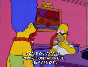 homer simpson,marge simpson,season 9,episode 14,confused,help,9x14,assistance,calculations