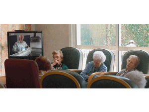 elderly,old folks home,tv,television,tired,relaxed,cannon ball,retirement home