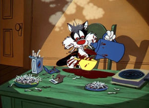 looney tunes,nervous,coffee,sylvester,shaky