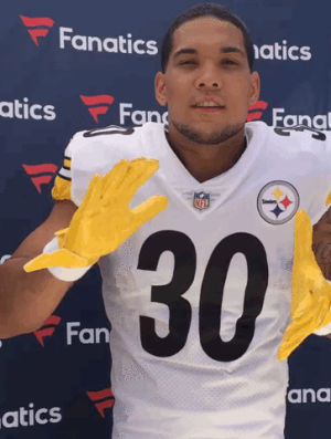 james conner,steelers,pittsburgh steelers,conner,nfl,football,excited,clapping,fanatics,loveneverloses