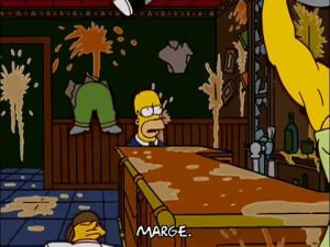 marge simpson,homer simpson,episode 4,angry,mad,season 14,lenny leonard,muscles,strong,unhappy,14x04