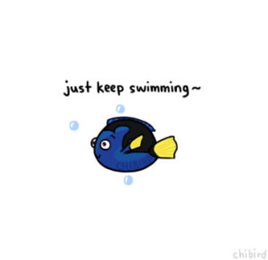 chibird,just keep swimming,nemo,finding nemo,dory,kawaii,blue,finding dory