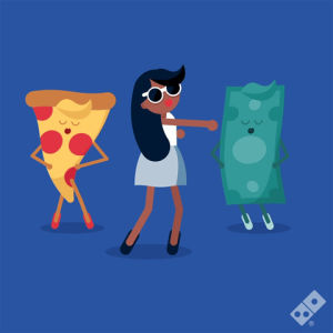 money,woman,payday,dominos pizza,make it rain,dance,reaction,happy,dancing,girl,party,food,smile,pizza,jump,celebration,win,celebrate,lady,winning,cash,tasty,fist pump,note,dominos,slice,pay,pay day,gifeelings