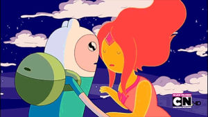 love,cartoon,fire,adventure time,hug,cry,cartoon network,at,finn the human,the flame princess