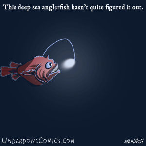anglerfish,fish,light,fishing,dizzy,fml,running in circles,angler,animation,funny,cartoon,comic,swimming,follow me,circles,chasing,deep sea,hamster wheel,figure it out,dark blue,follow the light,go to the light