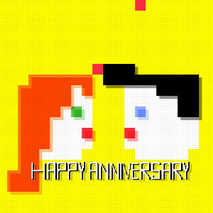 wedding anniversary,happy anniversary,anniversary,cute,kiss,couple,pixel art,pixels,parker jackson,8 bit