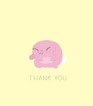 thank you,thank,yay,bunny,lisa vertudaches,cheers,animation,happy,pink,celebrate