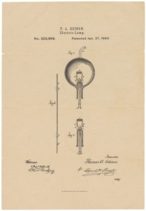 invention,thomas edison,light bulb,lightbulb,1880,edison,inventions,inventor,1800s,patent,1880s,patent drawing,electric light,january 27,electric lamp,archive