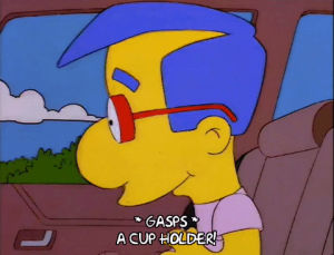 season 7,episode 20,car,excited,milhouse van houten,discovery,7x20,cup holder