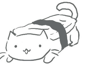 sushi cat,transparent,cat,japanese,korean,sushi,shaking,laying down,teehee,jigglejiggle,derishos