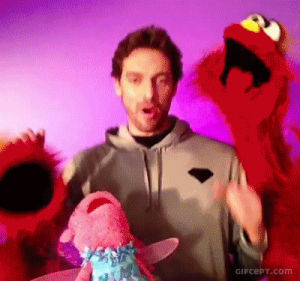 elmo,sesame street,the muppets,dancing,party,pau gasol,making a bed