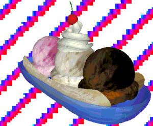 ice cream,banana split,ice cream sundae,happy,sundae,transparent,art,alec mackenzie,bad blue prints