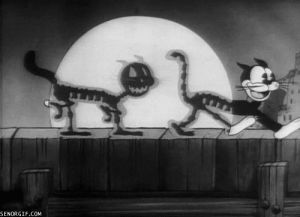 black and white,cartoon,xray,cat,vintage,trippy,psychedelic