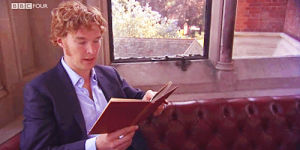 reactions,book,benedict cumberbatch,reading,sigh,distraction,distracted