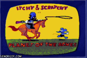 itchy and scratchy,violence,animation,cartoons,puns,planet of the apes,best episode,simpsons,cartoons comics